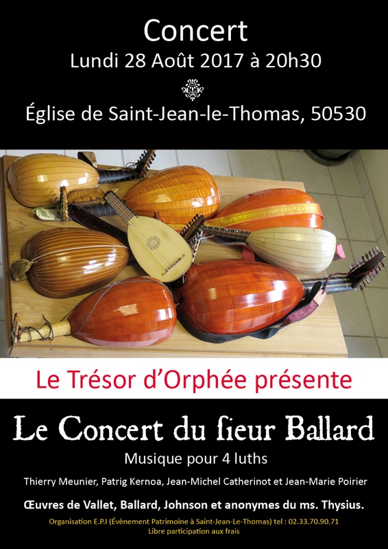 Jean marie Poirier théorbe et guitare baroque, Andrée Mitermite, violon baroque, Emily Audouin et Daniele Alpers, violes de gambe Jean marie Poirier théorbe et guitare baroque, Andrée Mitermite, violon baroque, Emily Audouin et Daniele Alpers, violes de gambe