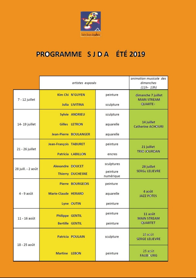 Le 14/7/2019, vernissage en musique avec St Jean des Arts Le 14/7/2019, vernissage en musique avec St Jean des Arts