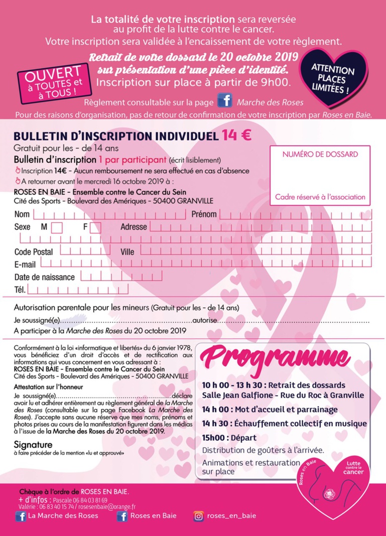 Le 20/10/2019, "Marche des Roses" à Granville Le 20/10/2019, "Marche des Roses" à Granville