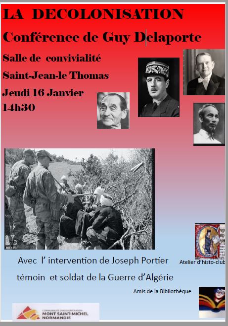 Le 16/1/2020, 14h30, conférence : la Décolonisation Le 16/1/2020, 14h30, conférence : la Décolonisation