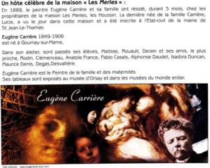 Eugène Carrière, panneau apposé sur la maison au 55 rue deu Gal de Gaulle Eugène Carrière, panneau apposé sur la maison au 55 rue deu Gal de Gaulle