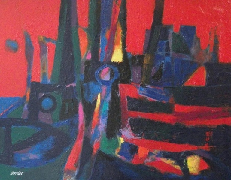 Le port,Ciel Rouge , 107 x 88