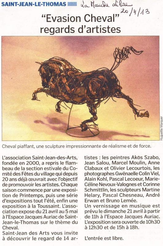 Du 21 avril au 5 mai : exposition "Evasion Cheval" avec Saint Jean des Arts Du 21 avril au 5 mai : exposition "Evasion Cheval" avec Saint Jean des Arts