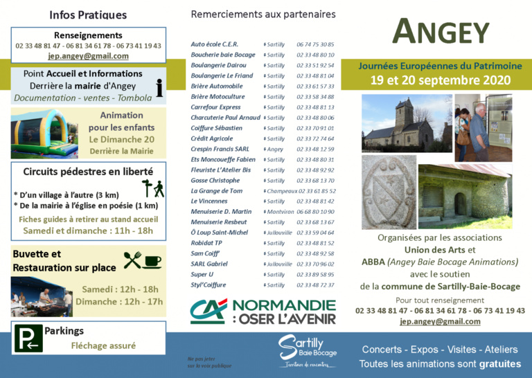 Les 19 et 20/9/2020, Journées du Patrimoine à Angey