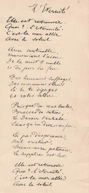 Fac similé du poème écrit par Rimbaud