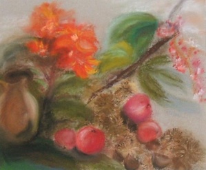 Pastel sur fond gris. Joële Loiseau