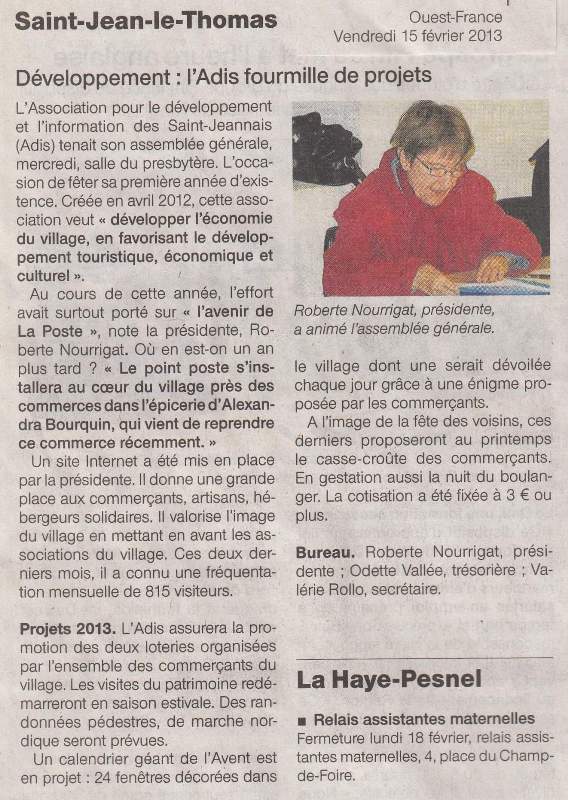 A.G.(2012) de l'A.D.I.S. du 13.2.2013, compte rendu. A.G.(2012) de l'A.D.I.S. du 13.2.2013, compte rendu.