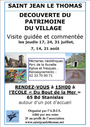 Du 17 juillet au 21 août 2014, les"Visites Patrimoine" du jeudi à Saint Jean le Thomas