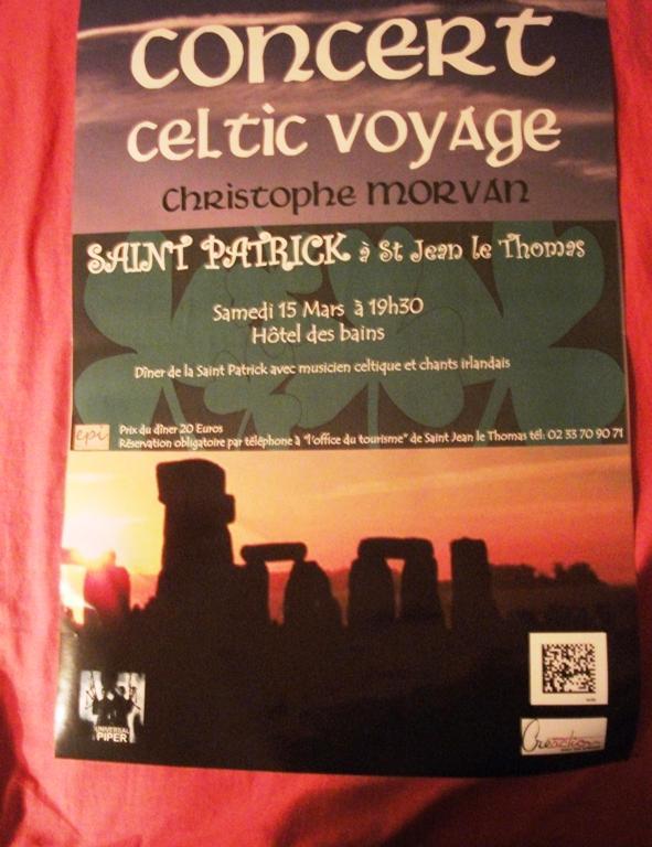 Le samedi 15 mars à 19h30 : concert et repas irlandais à l'hôtel des Bains Le samedi 15 mars à 19h30 : concert et repas irlandais à l'hôtel des Bains