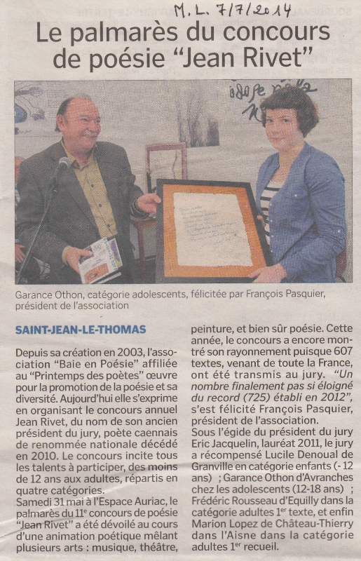 Remise des prix 2014 - concours Jean Rivet Remise des prix 2014 - concours Jean Rivet