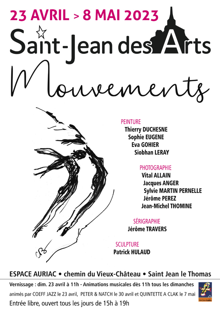 Les 30/4/2023, et 7/5/2023, Vernissages en musique avec Saint Jean des Arts