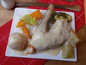 Le 25/11/2023, Menu à emporter la Poule au Blanc