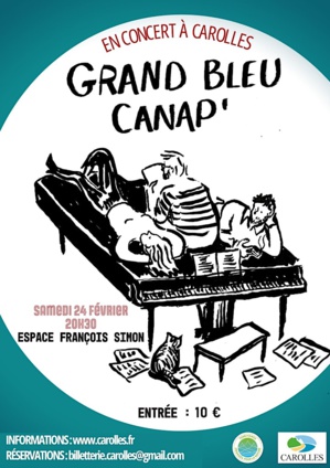 Le 24/02/2024, 20h30 : Concert à Carolles avec Grand Bleu Canap’ Le 24/02/2024, 20h30 : Concert à Carolles avec Grand Bleu Canap’