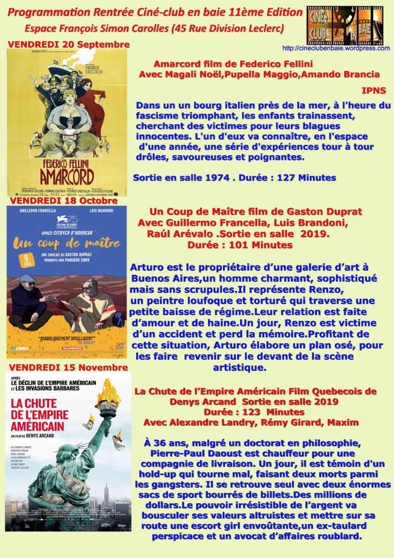 Le 18/10/2024, 20h30, ciné-club à Carolles, " Un coup de maître " Le 18/10/2024, 20h30, ciné-club à Carolles, " Un coup de maître "