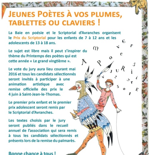 Jusqu'au 30 avril 2016, participez au concours de La Baie en Poésie Jusqu'au 30 avril 2016, participez au concours de La Baie en Poésie