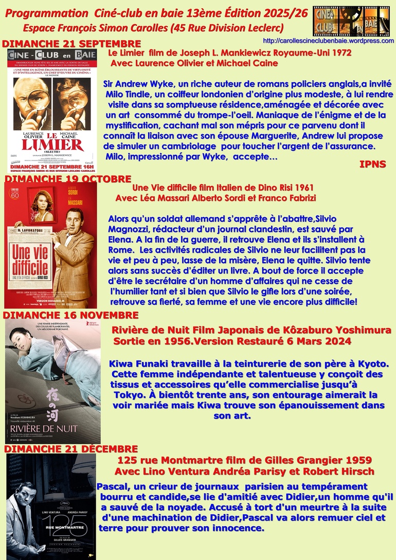 Le 21/9/2025, ciné-club : LE LIMIER