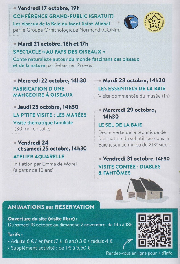 Du 18/10 au 2/11/2025, animations à l'Ecomusée de la Baie