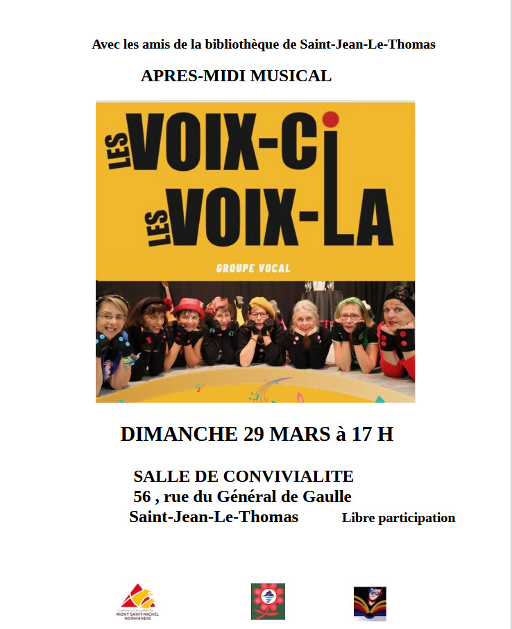 Le 29/3/2026, 17h, chansons par le groupe : LES VOIX-CI LES VOIX LA