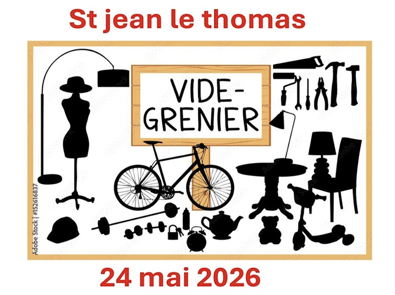 Le 24/5/2026, Vide-greniers à St Jean le Thomas Le 24/5/2026, Vide-greniers à St Jean le Thomas