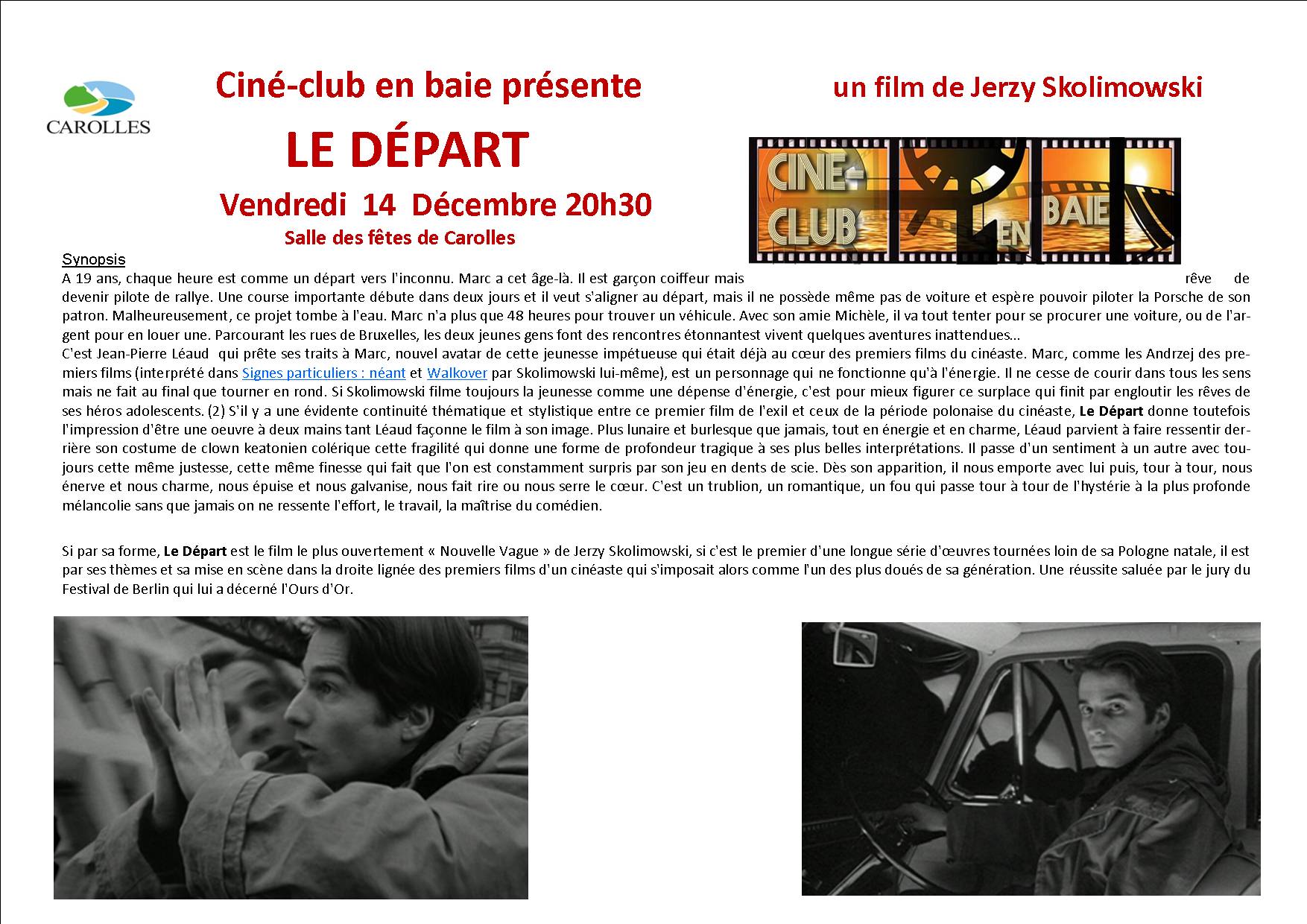 Le 14/12/2018, ciné-club à Carolles : LE DEPART