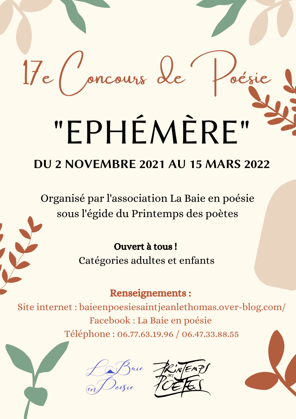 A partir du 2/11/2021, 17e concours de LA BAIE EN POESIE