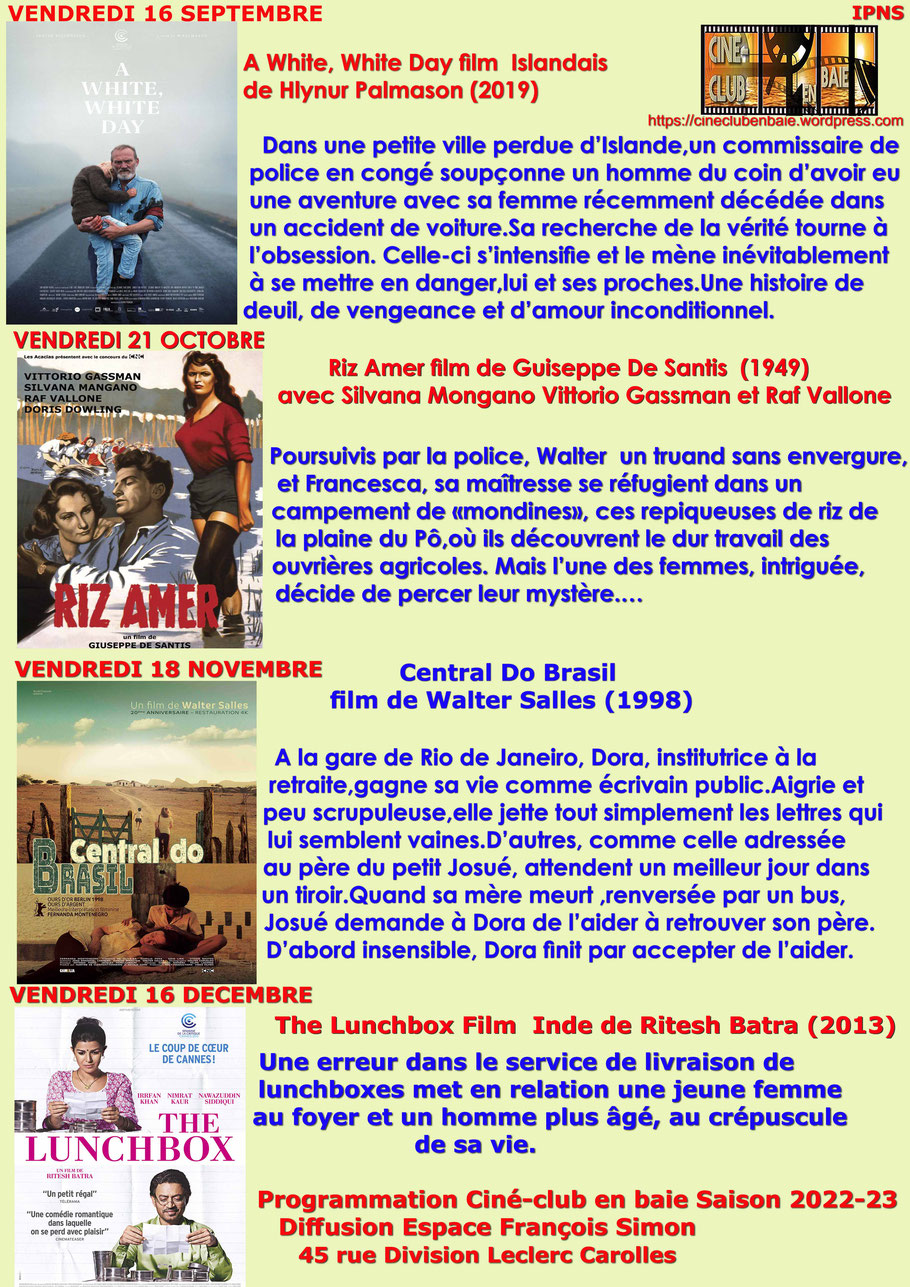 Programme du ciné club à Carolles 
