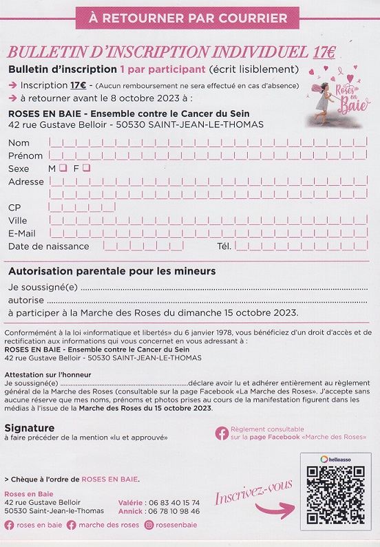 Le 15/10/2023 : Marche des Roses en Baie