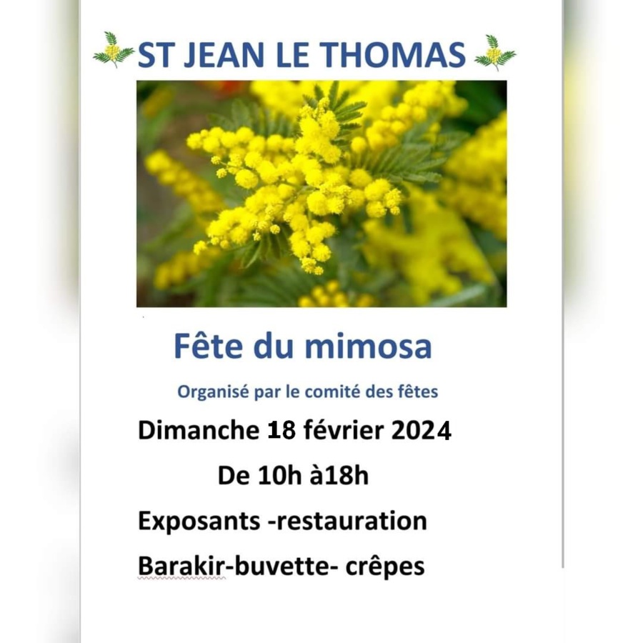 Le 18/2/2024, Fête du Mimosa à Saint Jean le Thomas Le 18/2/2024, Fête du Mimosa à Saint Jean le Thomas