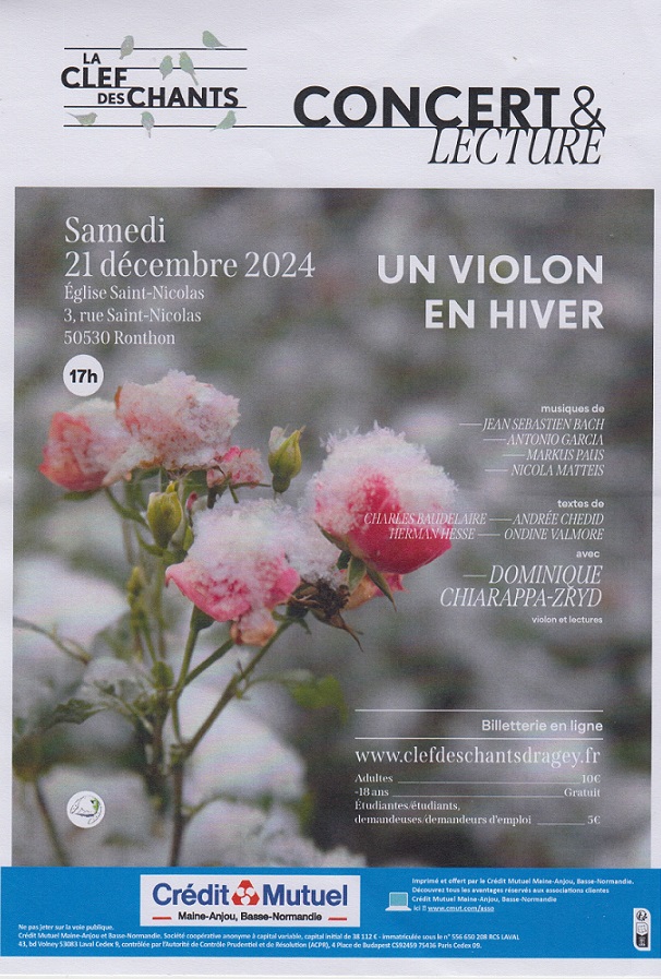 Le 21/12/2024, 17h, concert église de Ronthon Le 21/12/2024, 17h, concert église de Ronthon
