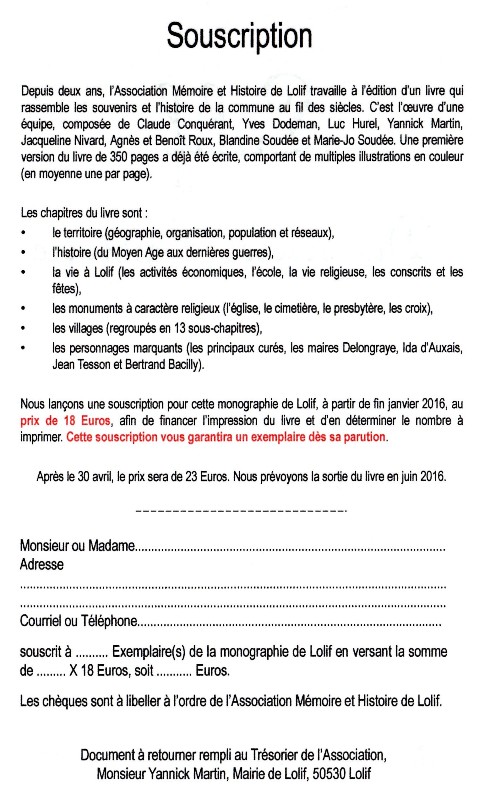 Bulletin de souscription