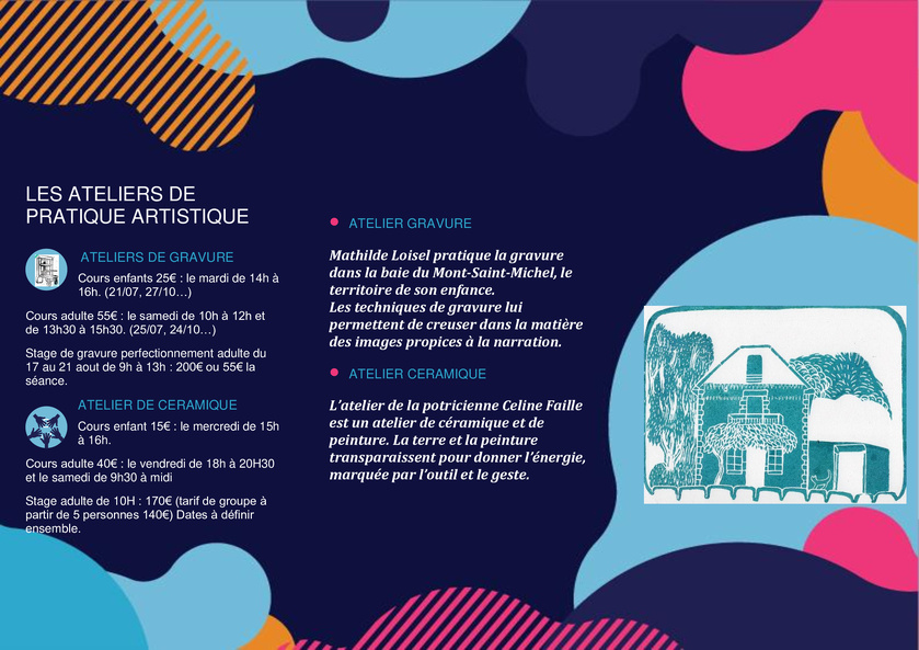 Ateliers du Bout de la Mer, programme de l'été